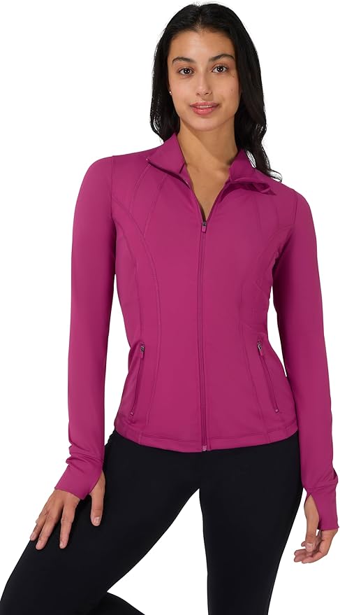 90 Degree By Reflex Full Zip Running Track Jacket Lightweight Athletic Slim Fit Jacket with Thumbholes