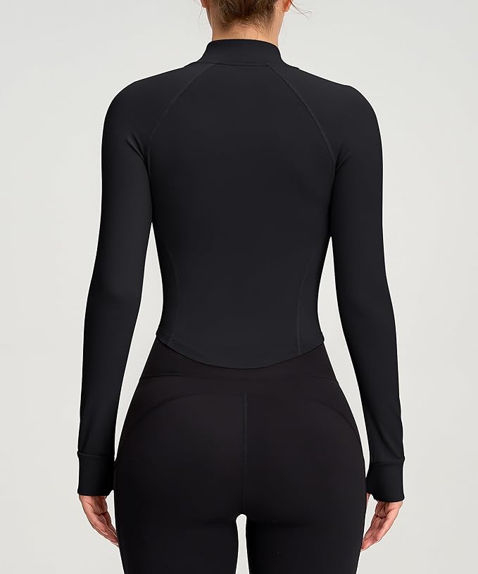 Womens Zip Up Bbl Jacket Lightweight Cropped Athletic Jacket Track Gym Workout Jackets for Running Yoga Hiking