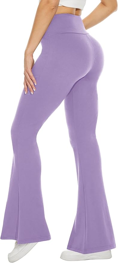 TNNZEET Black Flare Leggings for Women, Crossover Yoga Pants with Pockets Bootcut Flared Leggings