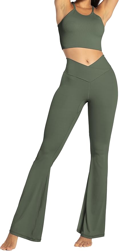 Sunzel Flare Leggings, Crossover Yoga Pants with Tummy Control, High-Waisted and Wide Leg