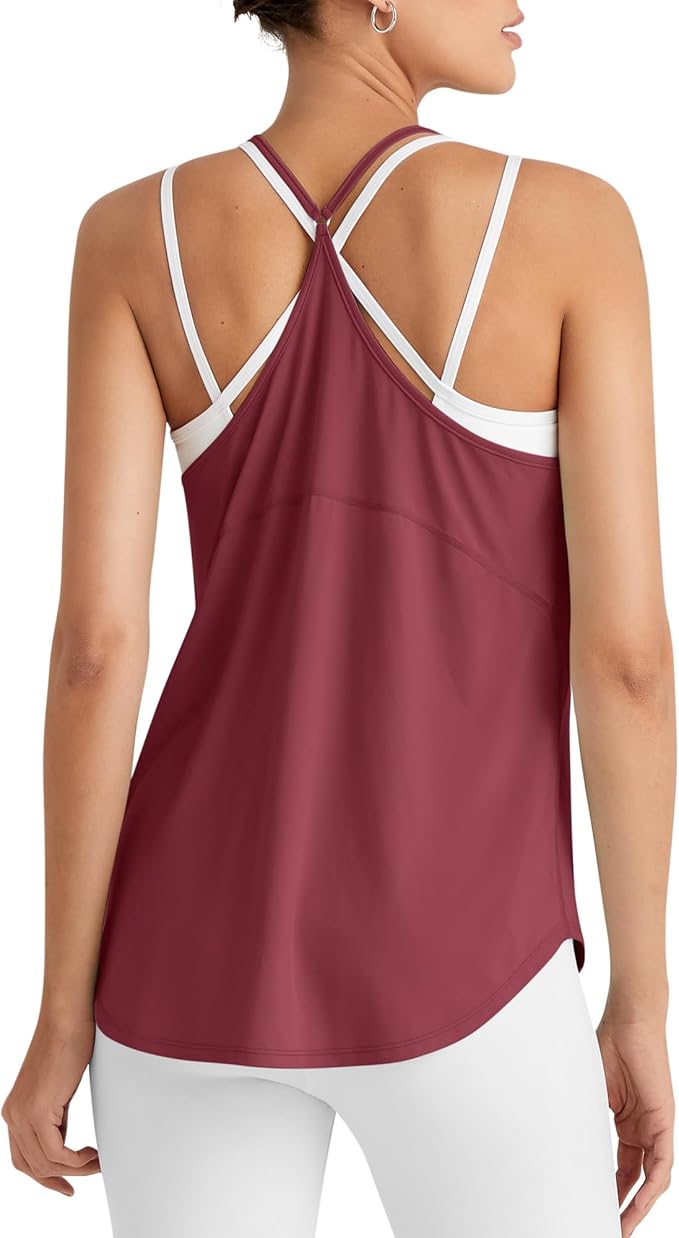 G4Free Workout Athletic Tank Tops for Women Racerback Lightweight Gym Pilates Y-Back Loose Fit Running Tanks Top