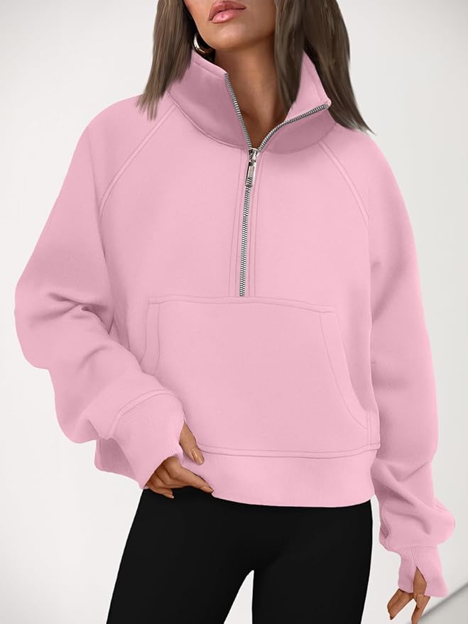 AUTOMET Womens Sweatshirts Half Zip Cropped Pullover Fleece Quarter Zipper Hoodies 2026 Fall Fashion Outfits Clothes