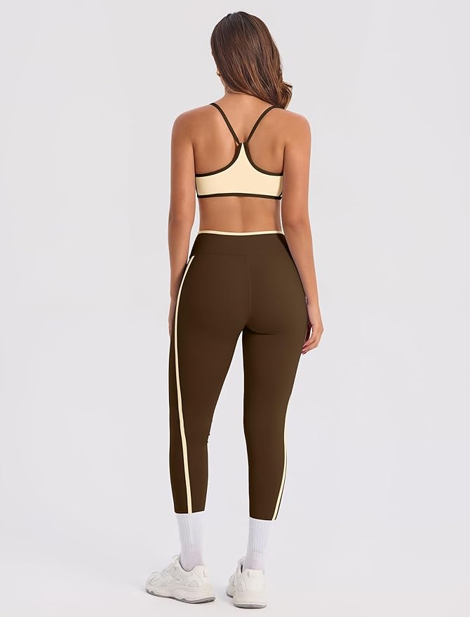 ABOCIW Womens Color Block Workout Sets Racerback Tank Top High Waist Leggings Gym Set Yoga Pilates Outfits