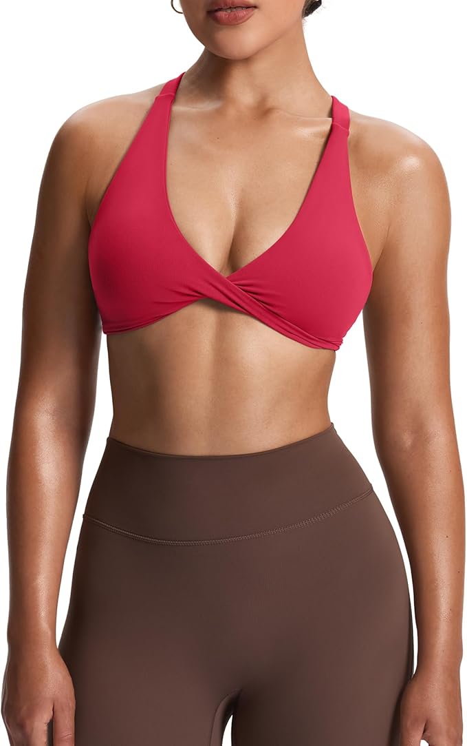 Aoxjox Women's Workout Sports Bras Fitness Satara Low Impact Bra Yoga Crop Tank