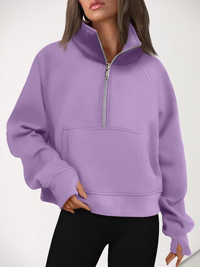 AUTOMET Womens Sweatshirts Half Zip Cropped Pullover Fleece Quarter Zipper Hoodies 2026 Fall Fashion Outfits Clothes