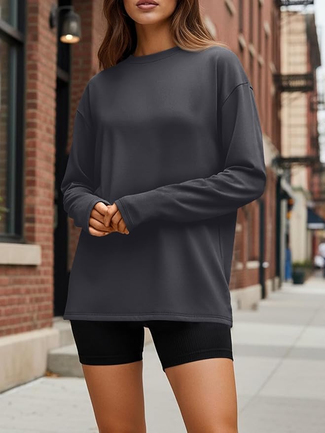 Trendy Queen Womens Spring Tops Oversized Long Sleeve T Shirts 2026 Basic Tee Fall Casual Workout Y2K Clothes