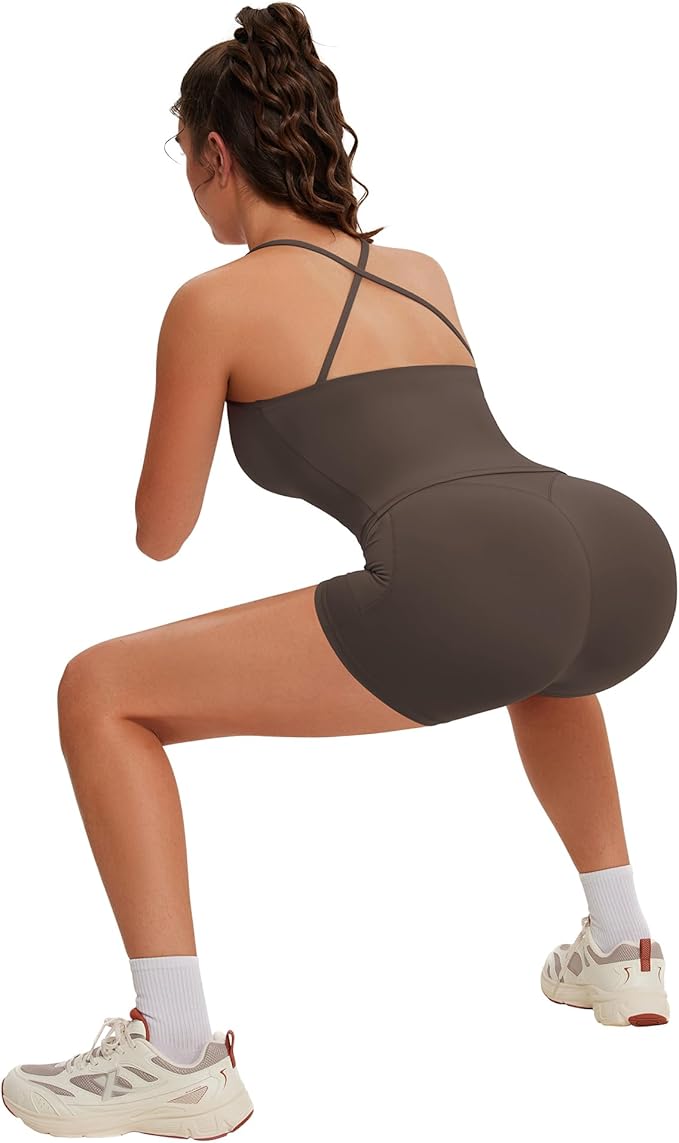 OMKAGI Workout Sets for Women Cute Spaghetti Strap Tank Tops Booty Shorts Outfits with Pockets