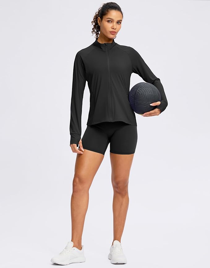 G Gradual Women's Lightweight Athletic Jacket Sun Protection UPF 50+ Zip Up 4 Pockets Long Sleeve Shirts Workout Running
