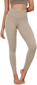ODODOS Women's Cross Waist Yoga Leggings with Inner Pocket, 23"/25"/28" Gathered Crossover Workout Yoga Pants