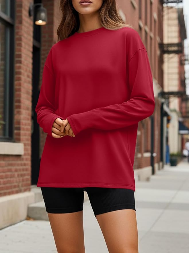 Trendy Queen Womens Spring Tops Oversized Long Sleeve T Shirts 2026 Basic Tee Fall Casual Workout Y2K Clothes
