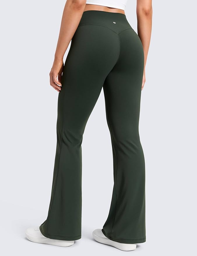 CRZ YOGA Softretch No Front Seam Flare Leggings 29"/31''/33" - High Waist Womens Yoga Pants Lounge Buttery Soft Comfy Casual