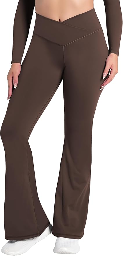 Sunzel Flare Leggings, Crossover Yoga Pants with Tummy Control, High-Waisted and Wide Leg