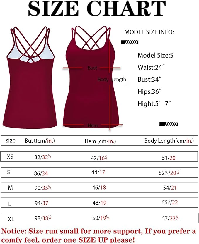 RUNNING GIRL Yoga Tank Tops for Women Built in Shelf Bra B/C Cups Strappy Back Activewear Workout Compression Tops