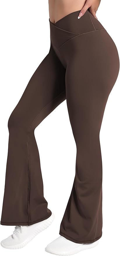Sunzel Flare Leggings, Crossover Yoga Pants with Tummy Control, High-Waisted and Wide Leg