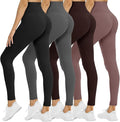 NexiEpoch 4 Pack Leggings for Women - High Waisted Tummy Control Soft Black Capri Yoga Pants with Pockets for Workout