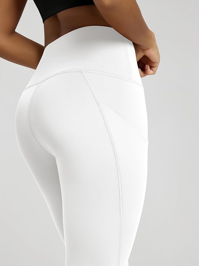 ODODOS Women's High Waisted Yoga Capris with Pockets, Tummy Control Non See Through Workout Athletic Running Capri Leggings