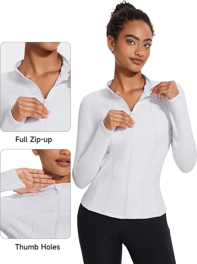 VUTRU Womens Workout Yoga Jacket Lightweight Zip Up Athletic Jacket Lightweight Cropped Jacekt with Pockets