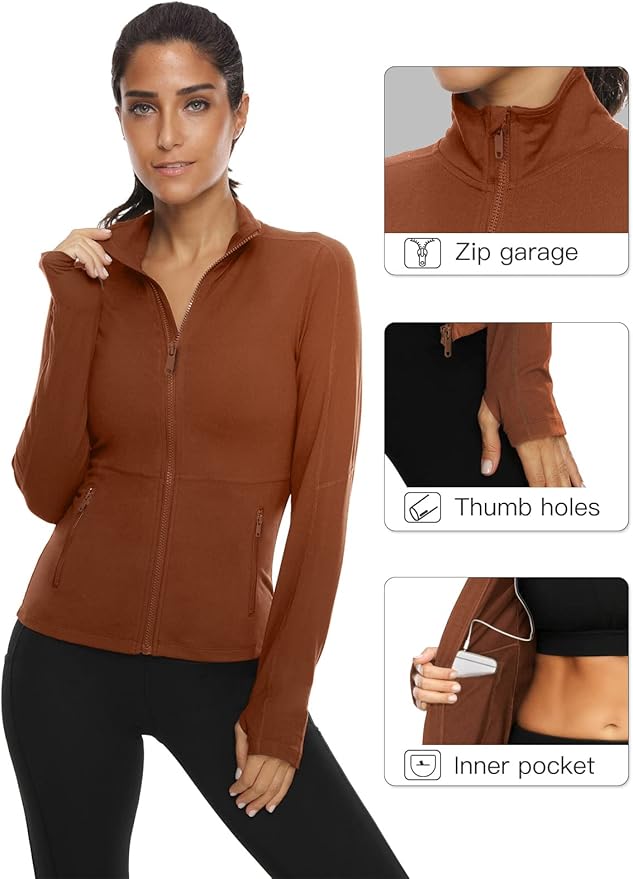 VUTRU Women's Workout Yoga Jacket Full Zip Running Athletic Track Jacket