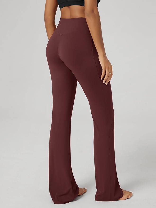 ODODOS Women's Powerful Tummy Control Flared Yoga Pants 2.0 High Waist Workout Bootcut Leggings with Inner Pocket- 29" / 31"
