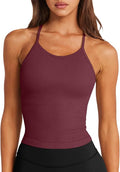 LASLULU Womens Sports Bra Seamless Long Crop Tank Racer Back Spaghetti Strap Workout Yoga Bra Padded Halter Neck Casual Tops