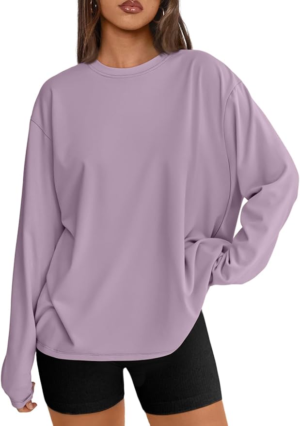 Trendy Queen Womens Spring Tops Oversized Long Sleeve T Shirts 2026 Basic Tee Fall Casual Workout Y2K Clothes