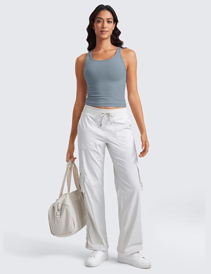CRZ YOGA Butterluxe Double Lined Tank Tops for Women - Workout Casual Scoop Neck Racerback Crop Sleeveless Shirt
