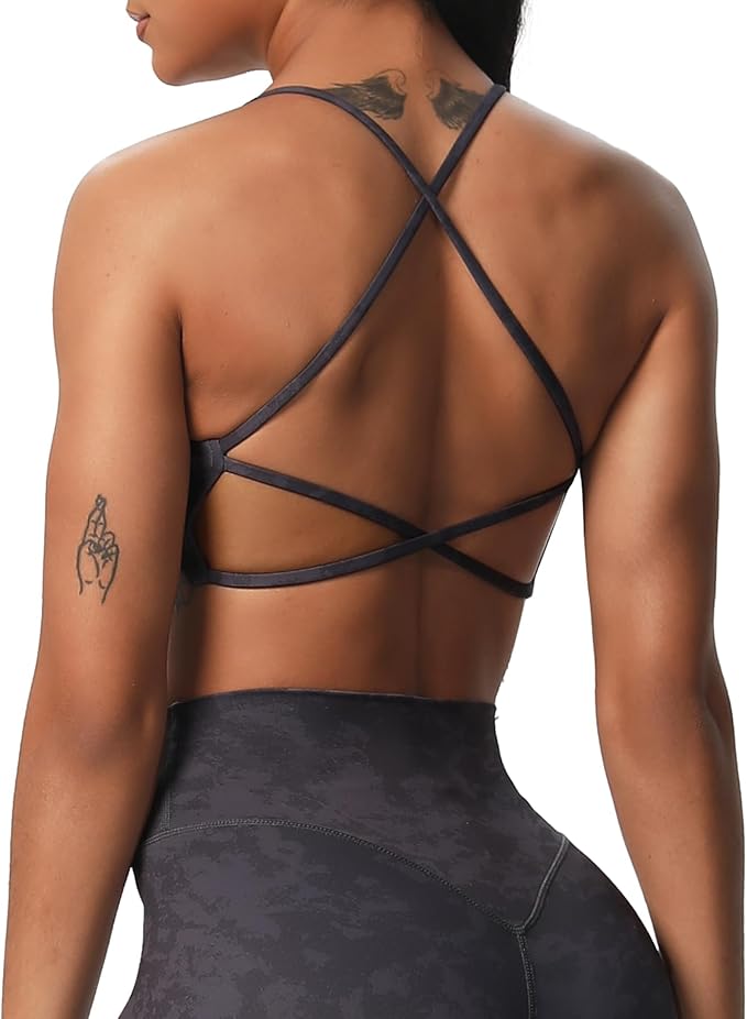 Aoxjox Women's Workout Sports Bras Fitness Trinity Ivy Low Impact Bra Yoga Crop Tank