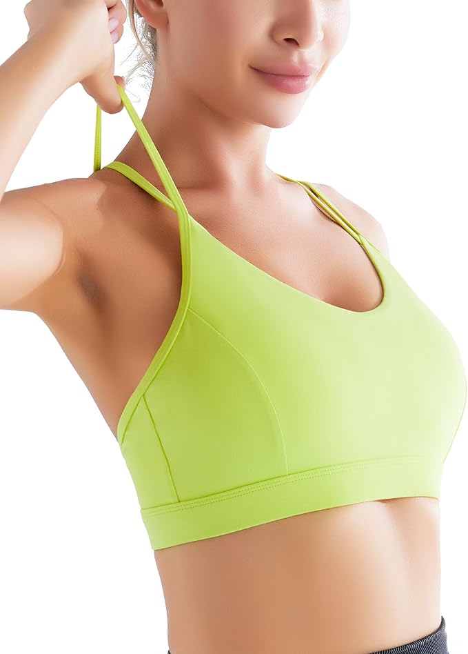 RUNNING GIRL Sports Bras for Women,Strappy Crisscross Back Padded Low Impact Running Sports Bra with Removable Cups