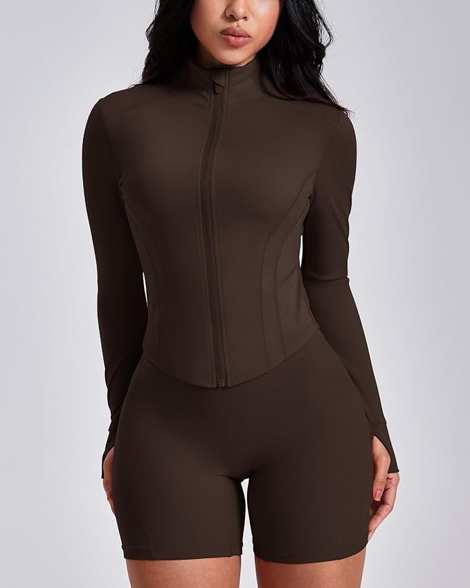 GYM RAINBOW Workout Jackets for Woman Lightweight Athletic Full Zip Running Jacket BBL Cropped Jackets Slim With Thumb Holes