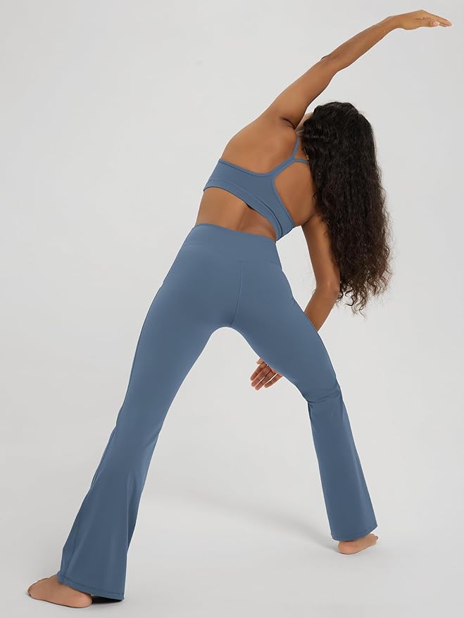 ODODOS Women's Powerful Tummy Control Flared Yoga Pants 2.0 High Waist Workout Bootcut Leggings with Inner Pocket- 29" / 31"