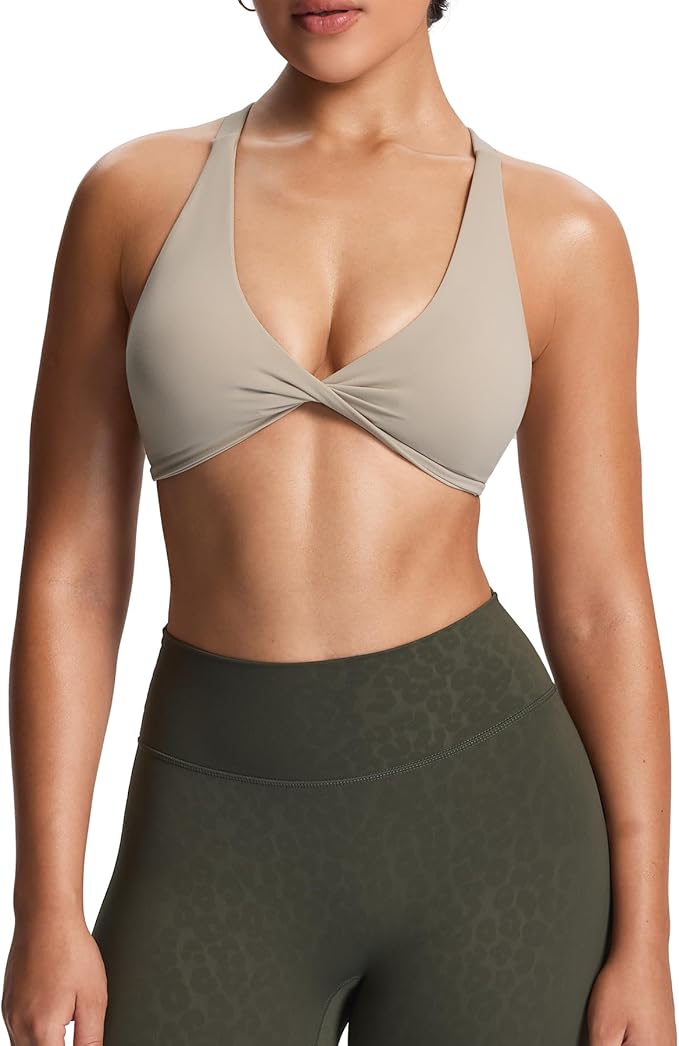 Aoxjox Women's Workout Sports Bras Fitness Satara Low Impact Bra Yoga Crop Tank