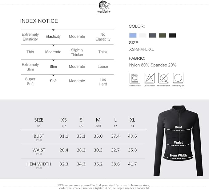 Waitfairy Zip Up Jackets for Women Yoga Gym Top Running Workout Jackets for Woman Track Jacket Women with Thumb Holes