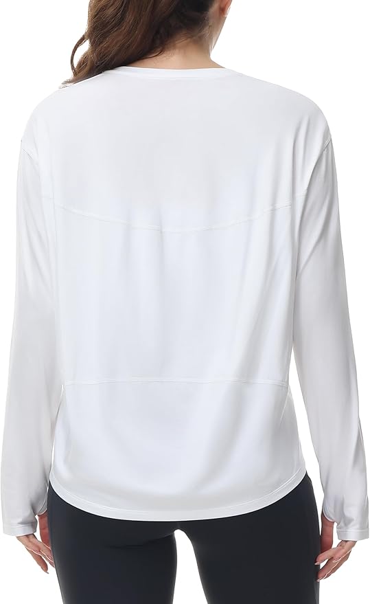 THE GYM PEOPLE Women's Long Sleeve Workout Shirts Back Loose Fit Running Tee Tops with Thumb Hole
