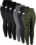 LZYVOO Leggings with Pockets for Women, 6 Packs Soft High Waisted Tummy Control Workout Yoga Pants
