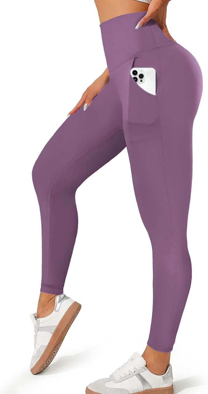 MOREFEEL Leggings with Pockets for Women, High Waisted Tummy Control Workout Hip Lift Yoga Pants Activewear