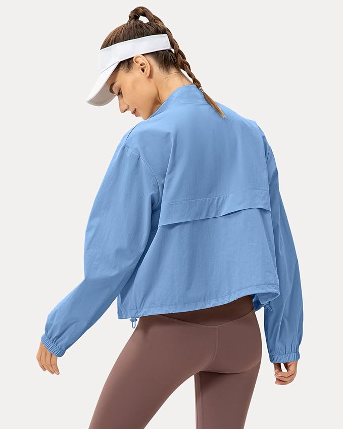 Locachy Women's Lightweight Zip Up Athletic Jacket Stand Collar Windproof Sun Protection Workout Outdoor Jacket