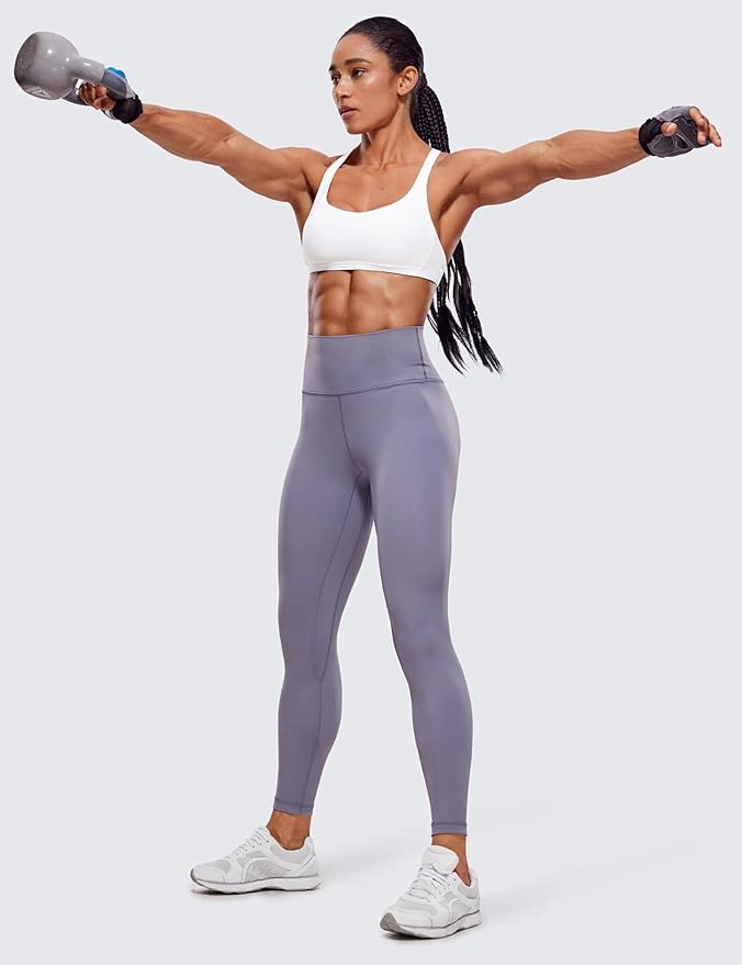 CRZ YOGA Womens Naked Feeling Criss Cross Sports Bra - Strappy Back Padded Medium Support Wireless Gym Cami Workout Yoga