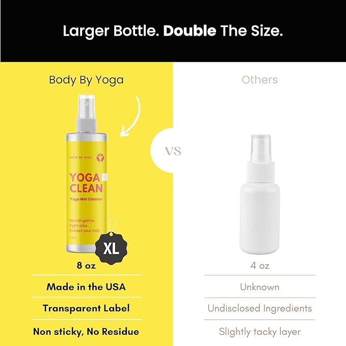Yoga Clean – Eco-Friendly Yoga Mat Cleaner & Deodorizing Spray | Neutralizes Sweat & Odor to Protect Your Mat | 8 oz Plant-Based Formula, Spa-Like Scent, Made in the USA