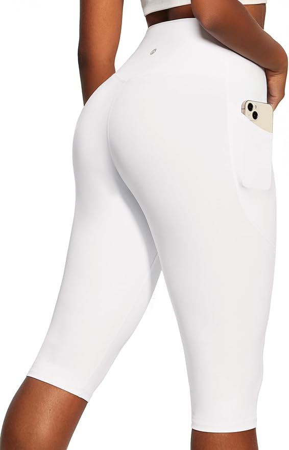 Heathyoga Capri Leggings with Pockets for Women Tummy Control Knee Length Leggings Yoga Pants Women Capri Pants Workout
