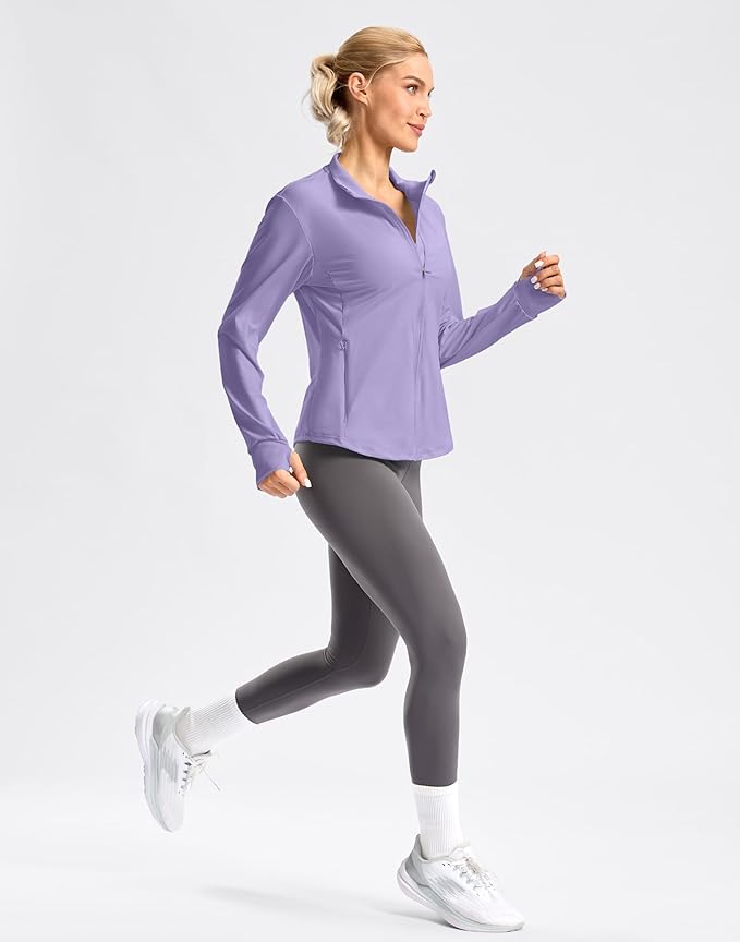 Soothfeel Women's UPF 50+ Lightweight Athletic Jackets Sun Protection Zip Up Long Sleeve Shirts Hiking Workout Outdoor Pocket