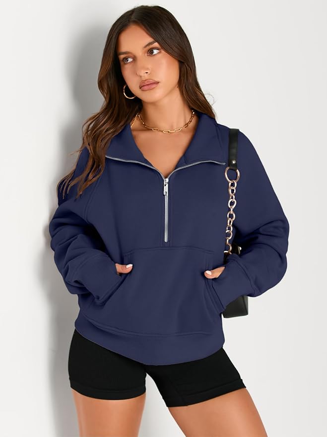 AUTOMET Womens Sweatshirts Half Zip Cropped Pullover Fleece Quarter Zipper Hoodies 2026 Fall Fashion Outfits Clothes