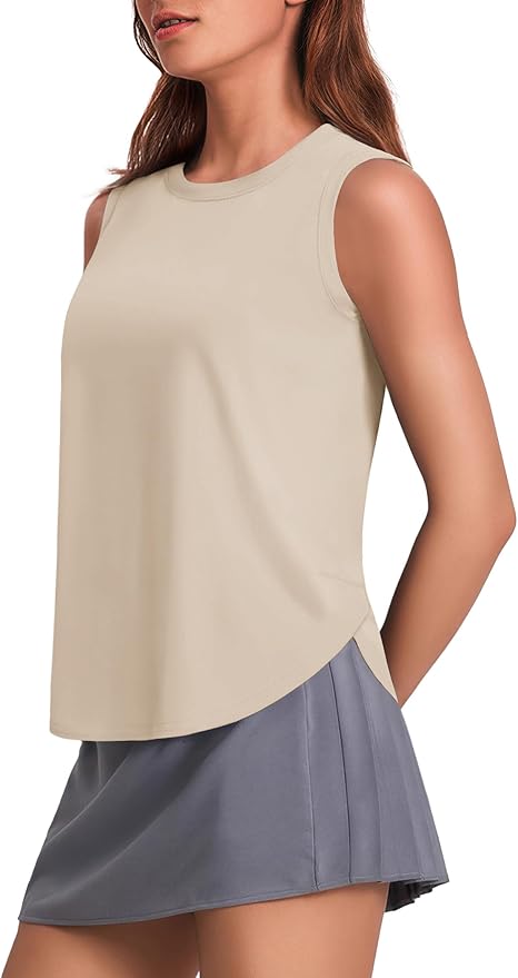 PINSPARK Workout Tank Tops Woman UPF 50+ Yoga Tanks Quick Dry Sleeveless Gym Shirts with Side Slits Loose Fit Athletic Top