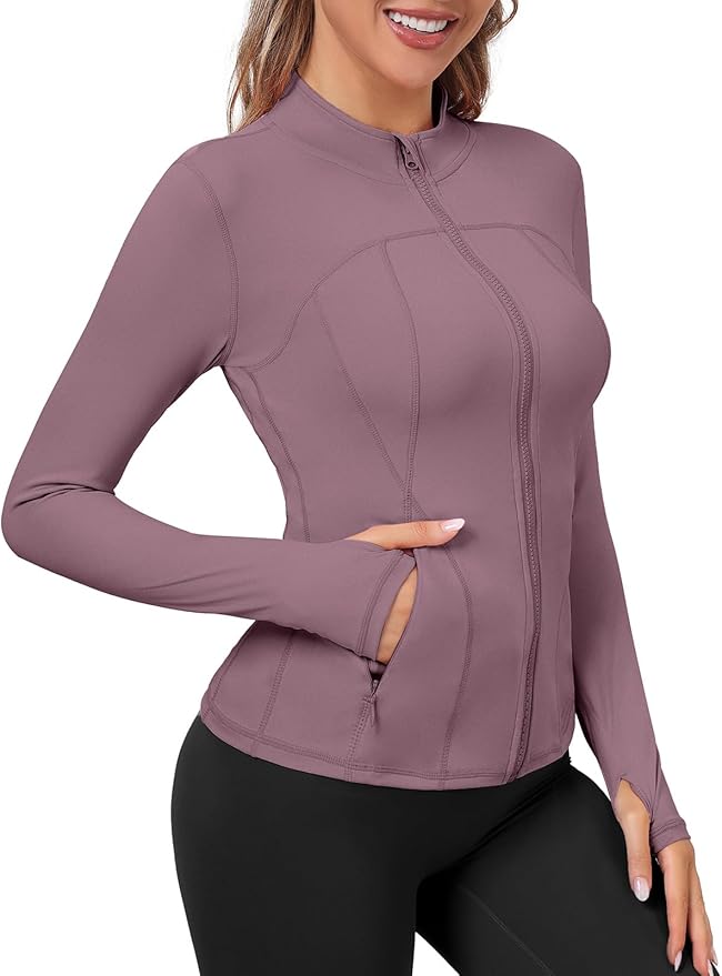 VUTRU Womens Workout Yoga Jacket Lightweight Zip Up Athletic Jacket Lightweight Cropped Jacekt with Pockets