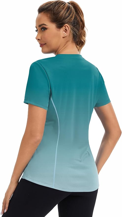 AVOOGUE Women's Short Sleeve Workout Tops Quick Dry Athletic UPF50+ Sun Protection Shirts Gym Hiking Running Yoga Clothes