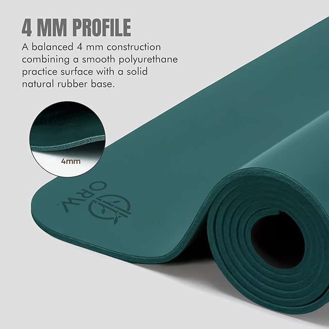 ORW Non Slip Hot Yoga Mat - Grip Surface & Natural Rubber Base, REACH Tested, Home & Studio Practice