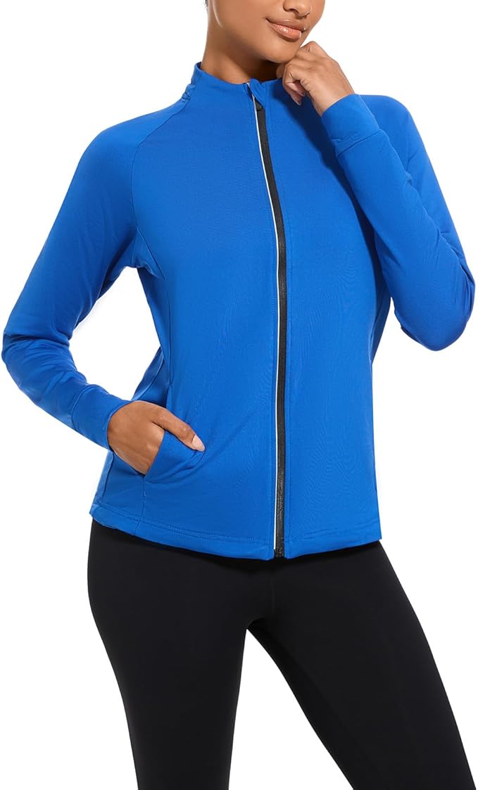 bpbtti Women's Polar Fleece Zip Up Workout Jackets with Pockets Slim Fit Cottony Soft Jacket for Running Athletic Yoga