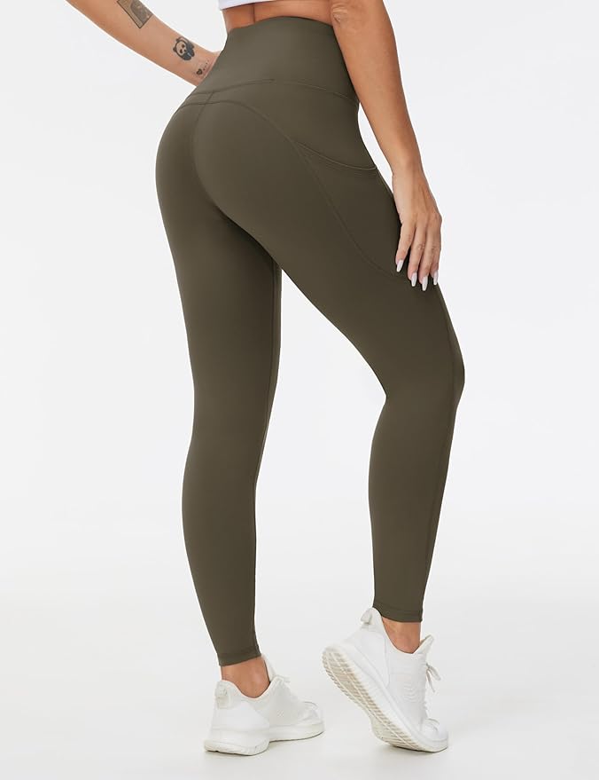 THE GYM PEOPLE Thick High Waist Yoga Pants with Pockets, Tummy Control Workout Running Yoga Leggings for Women