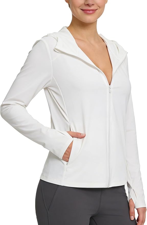 Women's UPF 50+ Sun Protection Hoodie Jacket with Pockets Lightweight Zip Up Sun Cover Up Shirt Athletic Jacket