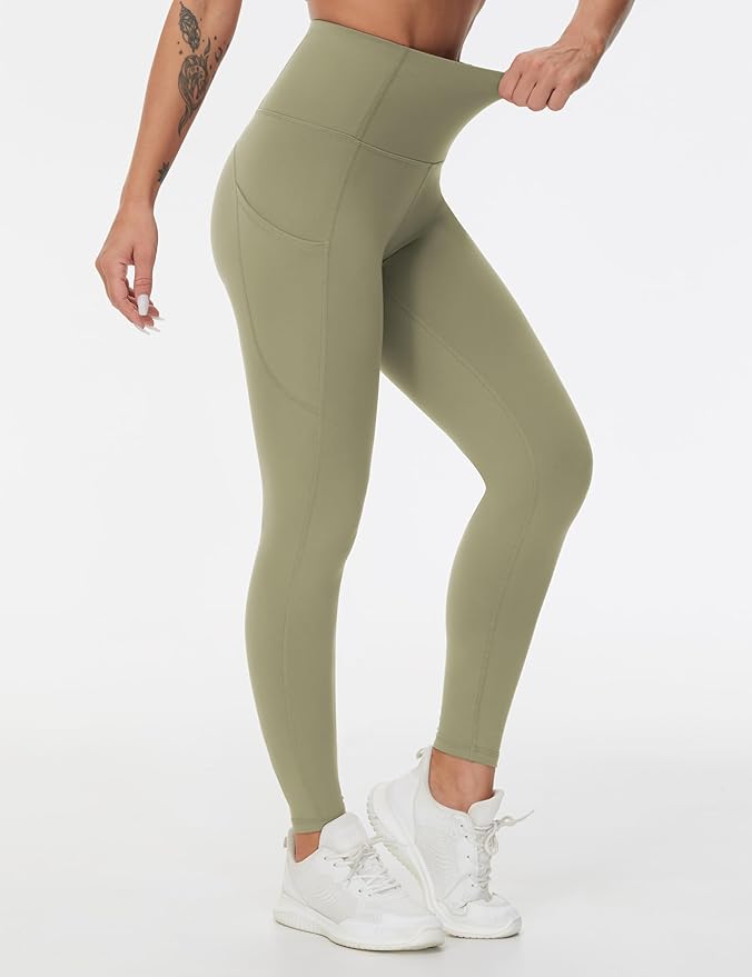 THE GYM PEOPLE Thick High Waist Yoga Pants with Pockets, Tummy Control Workout Running Yoga Leggings for Women