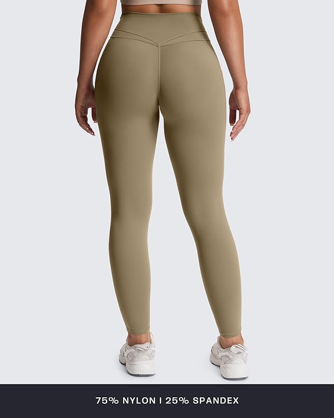 Aoxjox Women's Trinity High Waisted Yoga Pants with Pockets Cross-Waist Tummy Control Buttery Soft Workout Leggings 26"